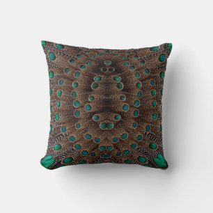 Pheasant Feather Fractal Design Throw Pillow