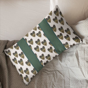 Pheasant Feather Inspired Pattern Heart Accent Pillow