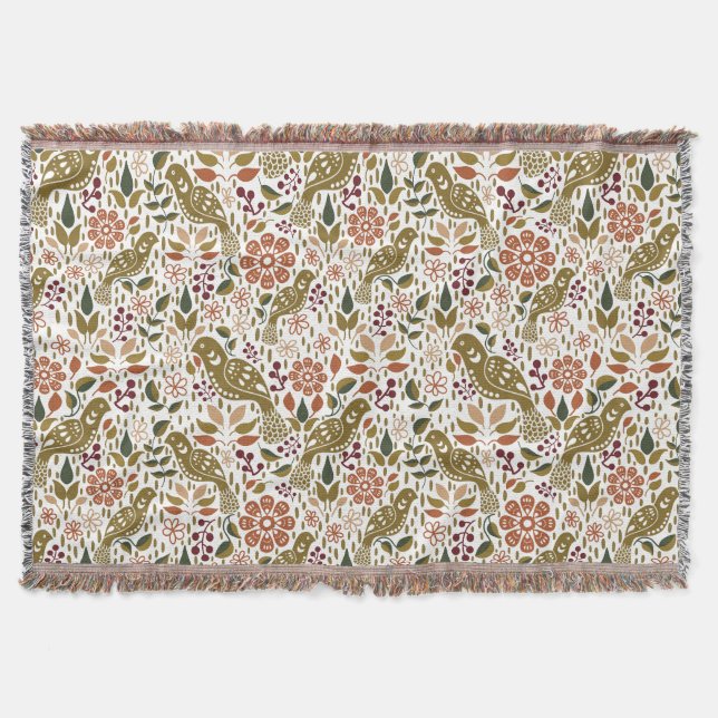 Pheasant Folk Art Jetez une couverture Automne Déc (Devant)