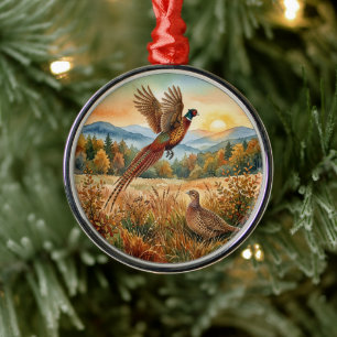 Pheasant Forever . Watercolor art Metal Ornament