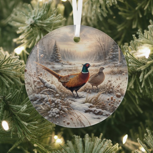 Pheasant  glass ornament (Insitu)