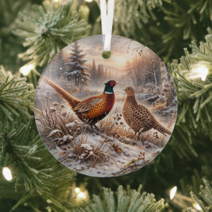 Pheasant  glass ornament