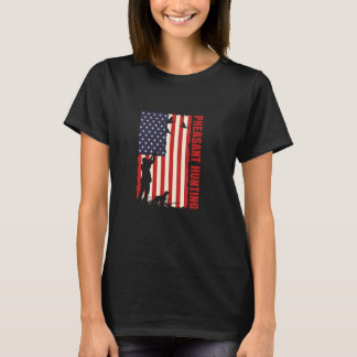 Pheasant Hunting American Flag T-Shirt