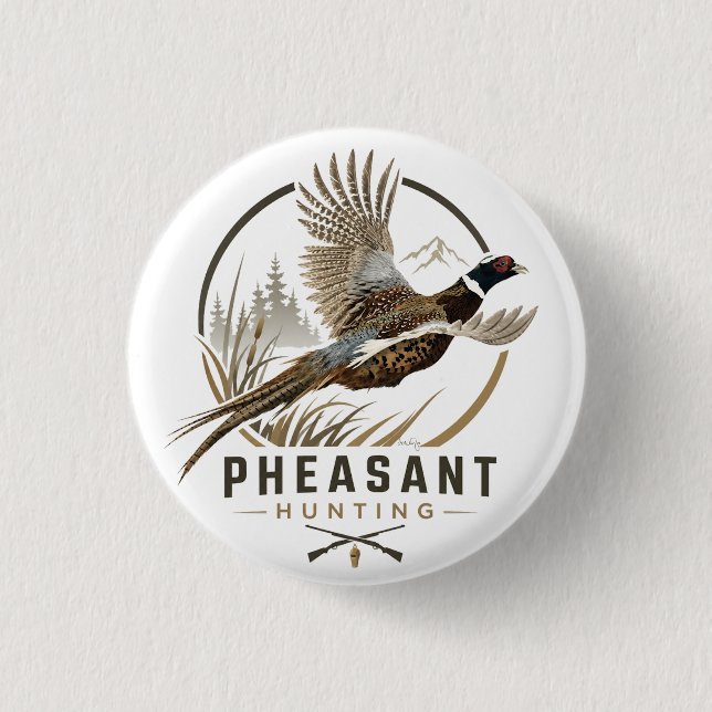 Pheasant Hunting Logo 1 Inch Round Button (Front)