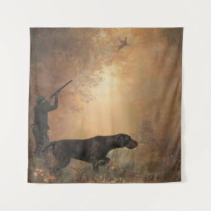 Pheasant hunting poster tapestry