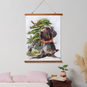 Pheasant Hunting with a Pudelpointers Hanging Tapestry