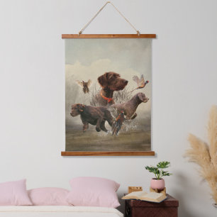 Pheasant Hunting with a Pudelpointers Hanging Tapestry
