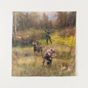 Pheasant Hunting with a Pudelpointers Tapestry