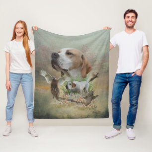 Pheasant Hunting with Pointers, Art    Fleece Blanket