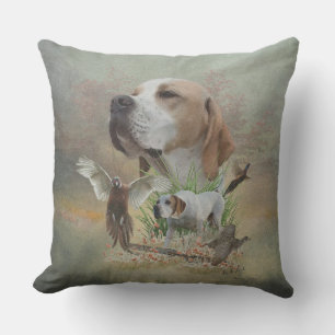 Pheasant Hunting with Pointers, Art Outdoor Pillow