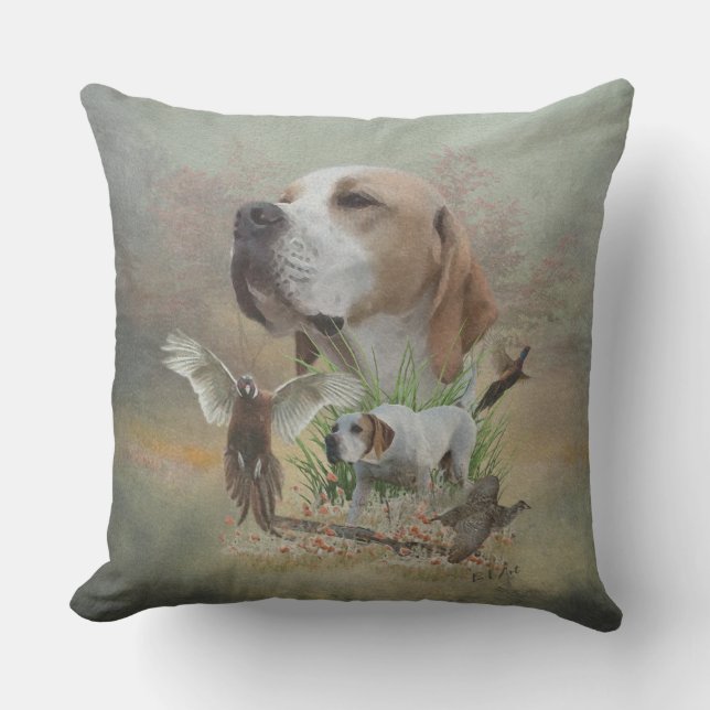 Pheasant Hunting with Pointers, Art  Outdoor Pillow (Front)