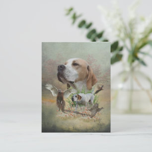 Pheasant Hunting with Pointers, Art     Postcard