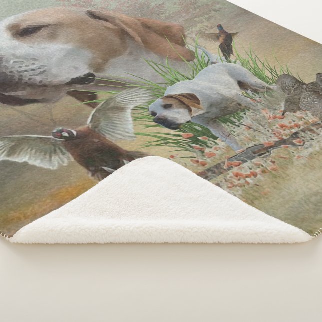 Pheasant Hunting with Pointers, Art     Sherpa Blanket (3/4)