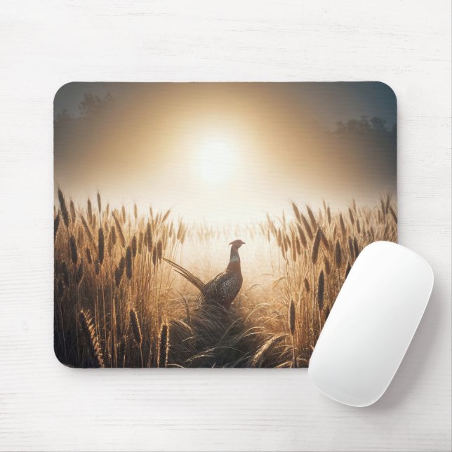 Pheasant in a Wheat Field Mouse Pad (With Mouse)