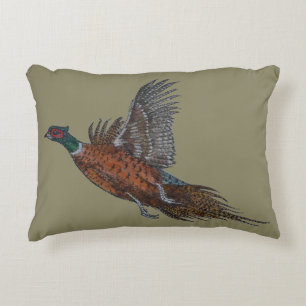 Pheasant in Flight Accent Pillow