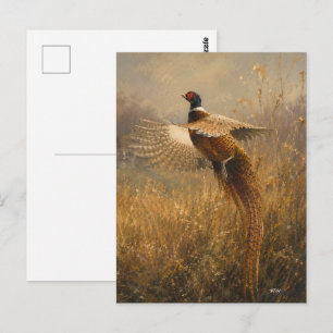 Pheasant in Golden Flight Postcard