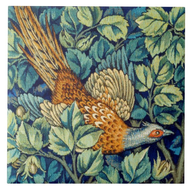 Pheasant in the Forest, William Morris Tile (Front)
