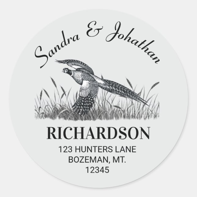Pheasant Personalized Return Address Round Sticker (Front)