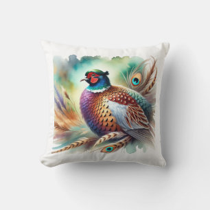 pheasant pigeon 230924AREF108 - Watercolor Throw Pillow