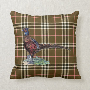 Pheasant Plaid Throw Pillow