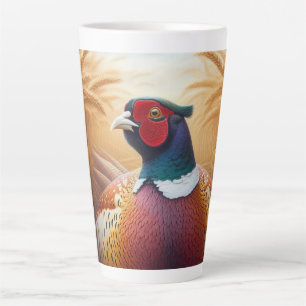 Pheasant Resting in a Golden Wheat Field  Latte Mug