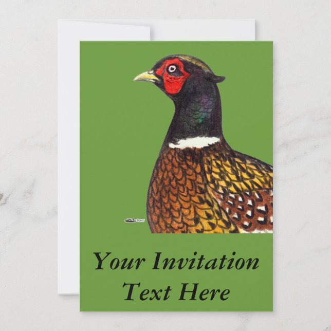 Pheasant:  Ringneck Head Invitation (Front)
