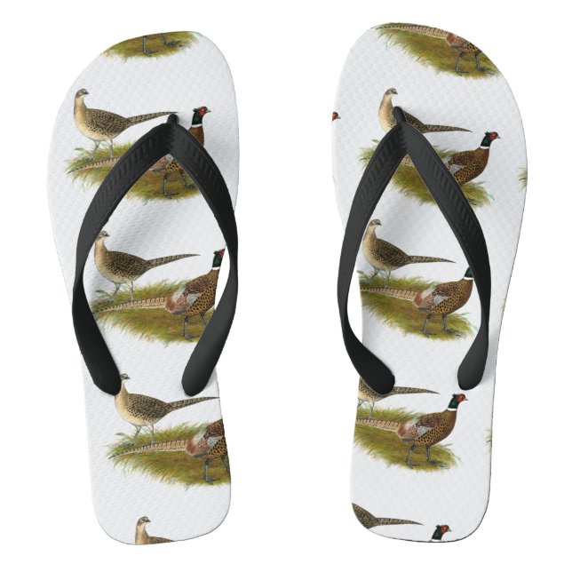 Pheasant:  Ringneck Pair Flip Flops (Footbed)