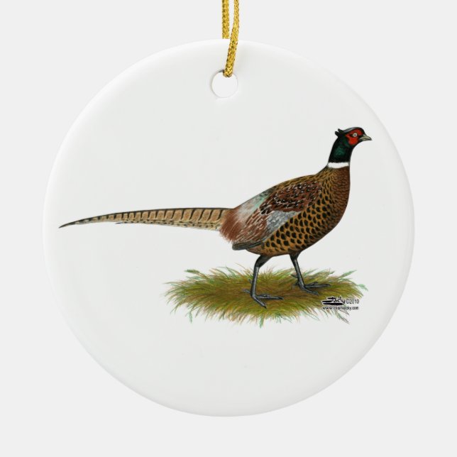 Pheasant Rooster Ceramic Ornament (Front)