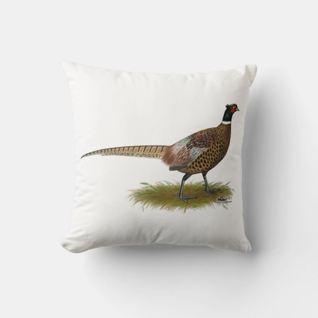 Pheasant Rooster Throw Pillow (Front)