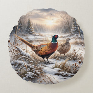 Pheasant round pillow