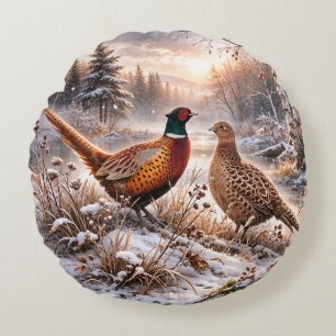 Pheasant round pillow