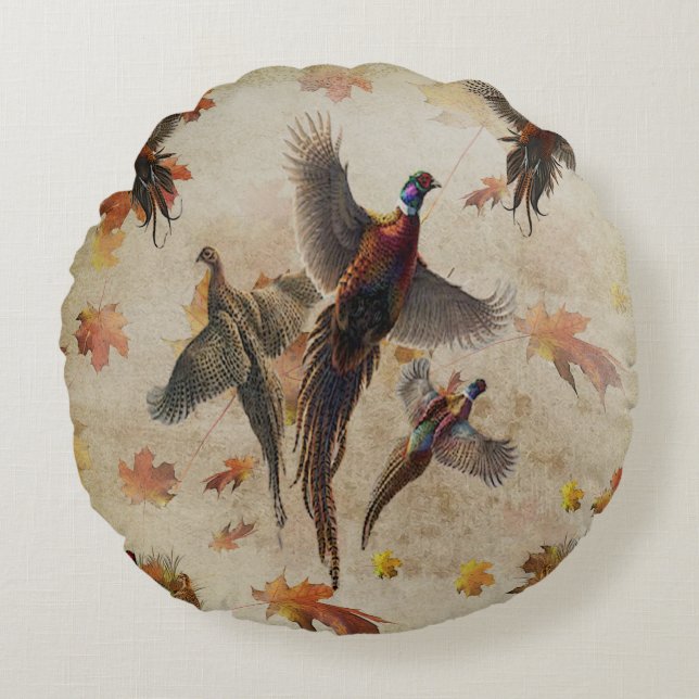 Pheasant  round pillow (Front)