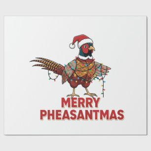 Pheasant Santa Hat Merry Pheasantmas Hunter Wrapping Paper