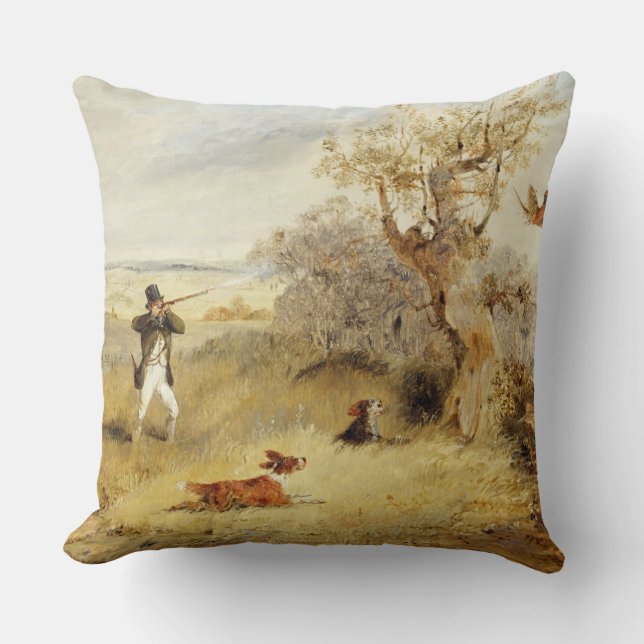Pheasant Shooting (oil on canvas) 2 Throw Pillow (Front)