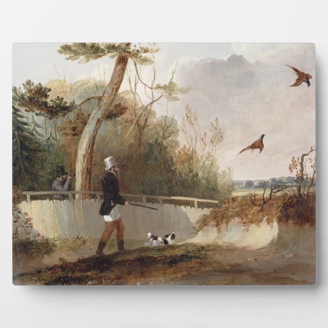 Pheasant Shooting (oil on canvas) Plaque (Front)