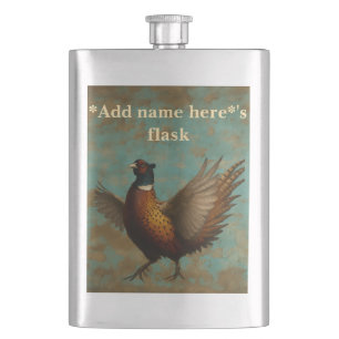 Pheasant strutting design  hip flask