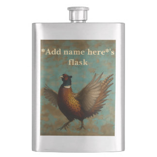 Pheasant strutting design hip flask