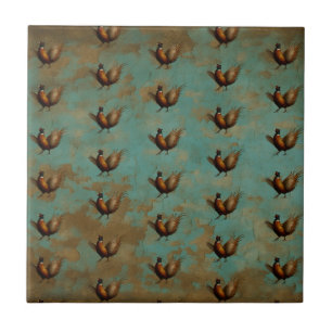 Pheasant strutting design tile