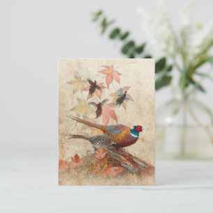 Pheasant tapestry acrylic print postcard