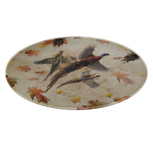 Pheasant tapestry poster acrylic print triptych k cutting board