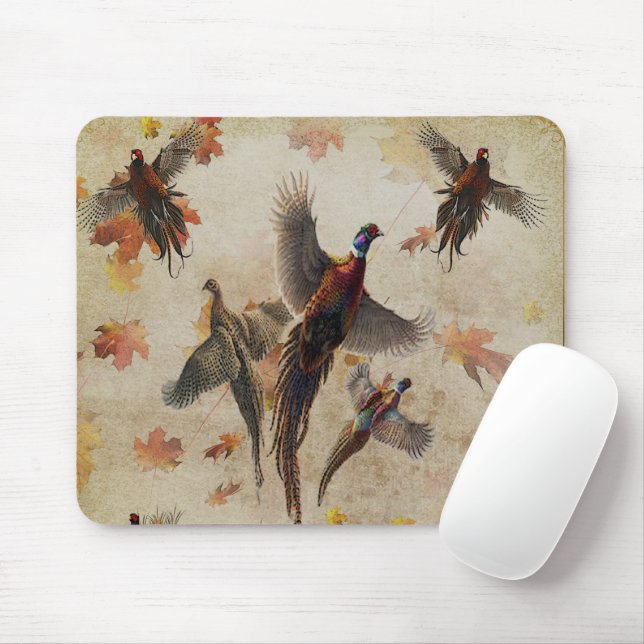 Pheasant  tapestry poster acrylic print triptych k mouse pad (With Mouse)