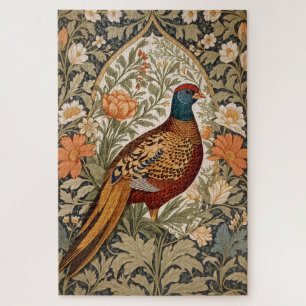 Pheasant Vintage Floral William Morris Inspired  Jigsaw Puzzle