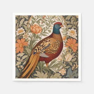 Pheasant Vintage Floral William Morris Inspired  Napkin