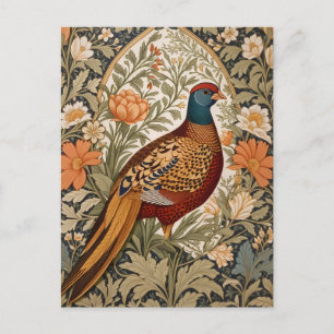 Pheasant Vintage Floral William Morris Inspired  Postcard