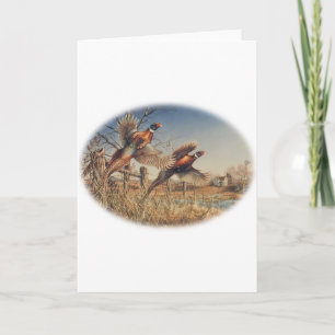 Pheasants Aloft - Great Hunting on the farm Card