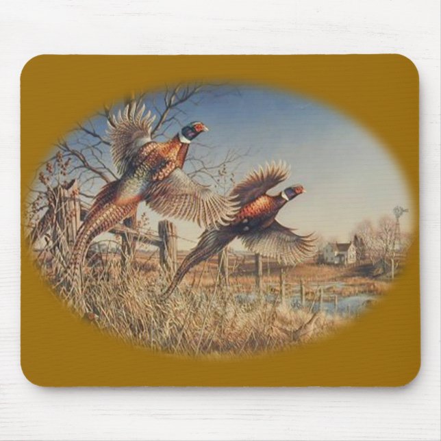 Pheasants Aloft - Great Hunting on the farm Mouse Pad (Front)