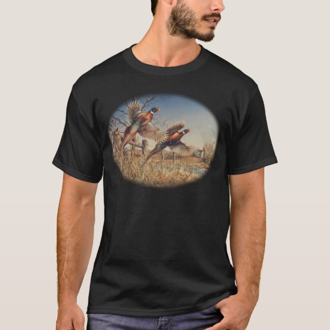 Pheasants Aloft - Great Hunting on the farm T-Shirt (Front)