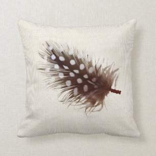Pheasant's Feather Warm Neutral Pastel Beige Throw Pillow