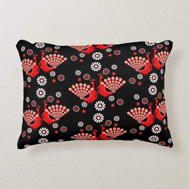  Pheasants Peacock Art Accent Pillow (Front)