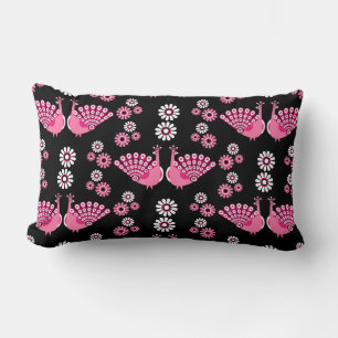  Pheasants Peacock Art Lumbar Pillow